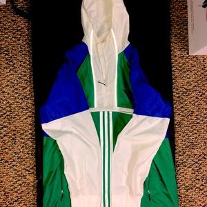 L Adidas. 🌎 Blue and green. Earth color way. Used. Wind Breaker. 3M reflection